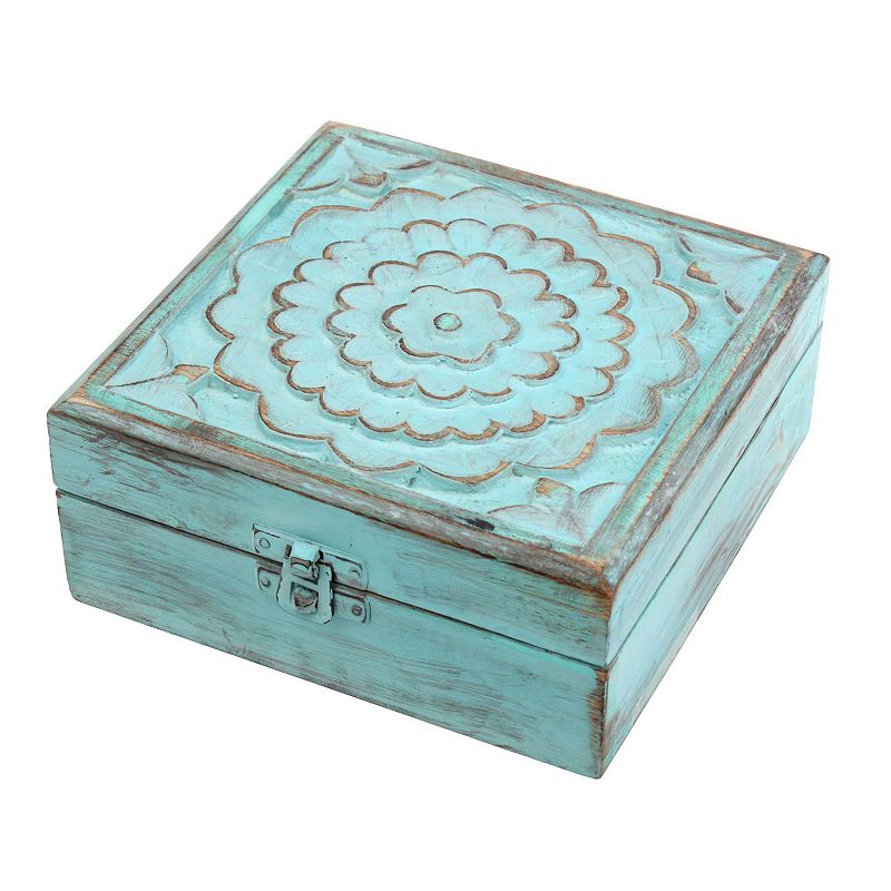 38124802 Stonebriar Collection Wood Box Table Decor, Blue sku 38124802