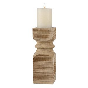 Stonebriar Collection Carved Wood Pillar Candle Holder