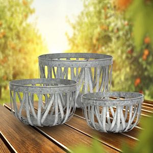 Stonebriar Collection Open Weave Metal Basket 3-piece Set