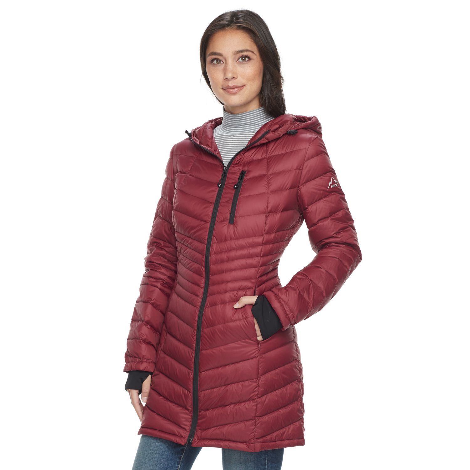 mid length lightweight puffer coat