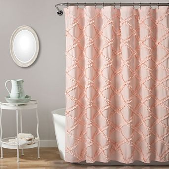Lush Decor Ruffle Diamond Shower Curtain