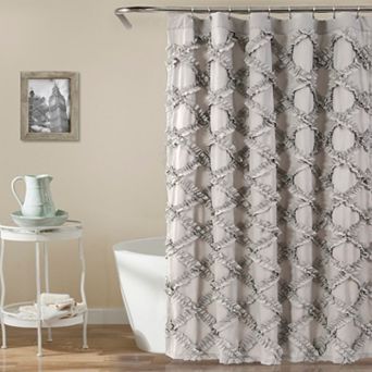 Lush Decor Ruffle Diamond Shower Curtain