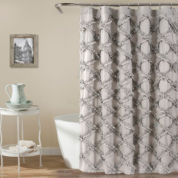 Lush Decor, Blush Ruffle Diamond Shower Curtain | Textured