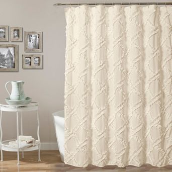 Lush Decor Ruffle Diamond Shower Curtain