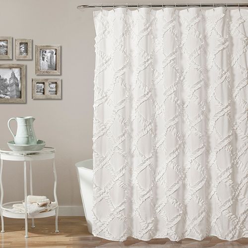Lush Decor Ruffle Diamond Shower Curtain
