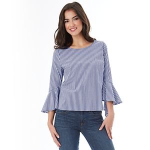 Juniors' IZ Byer Poplin Bell Sleeve Top