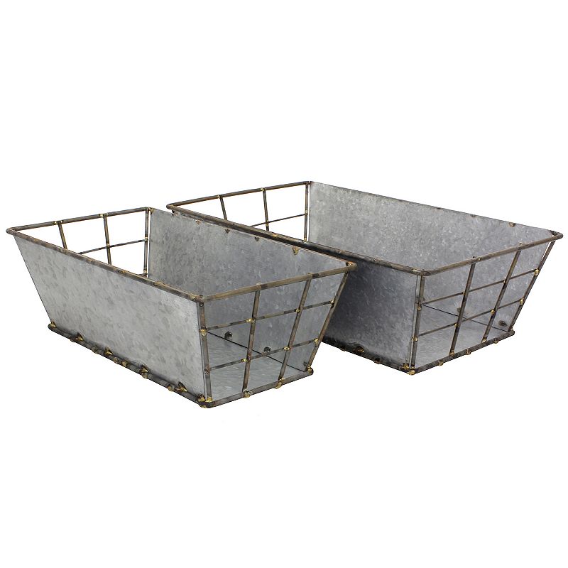 76560430 Stonebriar Collection Galvanized Metal Basket 2-pi sku 76560430