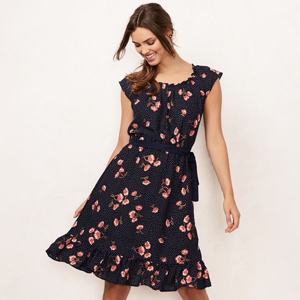 Women's LC Lauren Conrad Floral Pleat Neck Dress