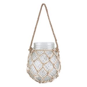 Stonebriar Collection Textured Hanging Glass Jar Decor