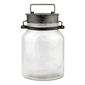 Stonebriar Collection Glass Tin Pillar Candle Holder