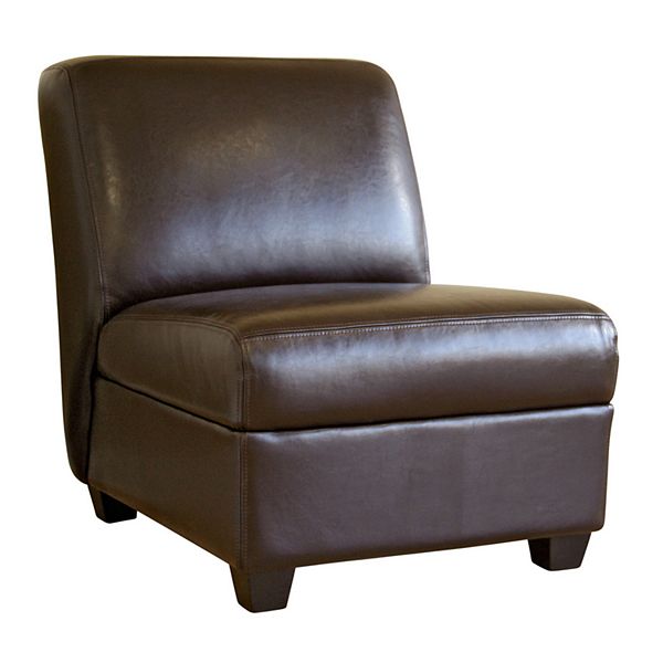 Baxton Studio Faux Leather Armless, Armless Leather Chair