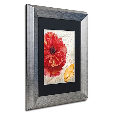 Trademark Fine Art Red Poppy Silver Finish Framed Wall Art
