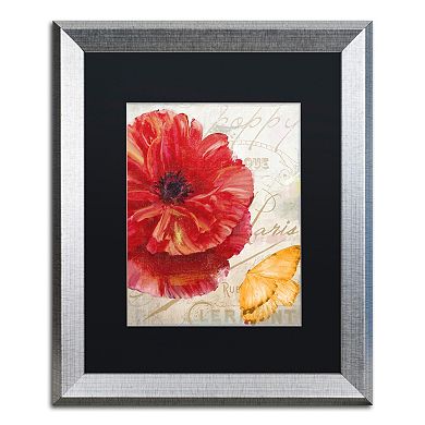 Trademark Fine Art Red Poppy Silver Finish Framed Wall Art