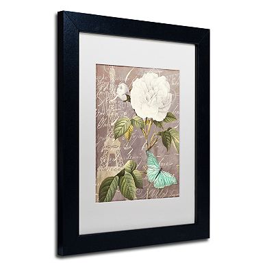 Trademark Fine Art White Rose Paris Black Framed Wall Art