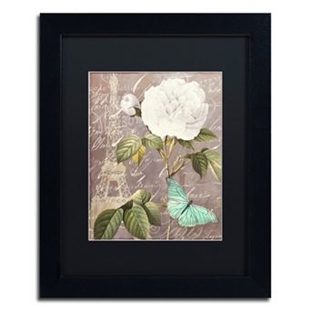 Trademark Fine Art White Rose Paris Black Framed Wall Art