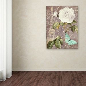 Trademark Fine Art White Rose Paris Black Canvas Wall Art