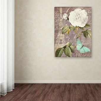 Trademark Fine Art White Rose Paris Black Canvas Wall Art