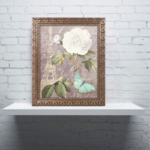 Trademark Fine Art White Rose Paris Ornate Framed Wall Art