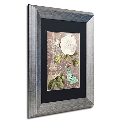 Trademark Fine Art White Rose Paris Silver Finish Framed Wall Art
