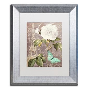 Trademark Fine Art White Rose Paris Silver Finish Framed Wall Art