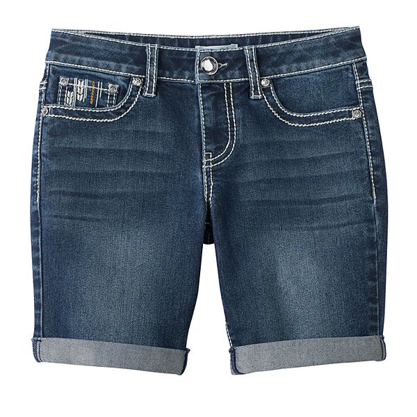 Girls 7 16 Plus Size Mudd Embellished Pocket Bermuda Jean Shorts