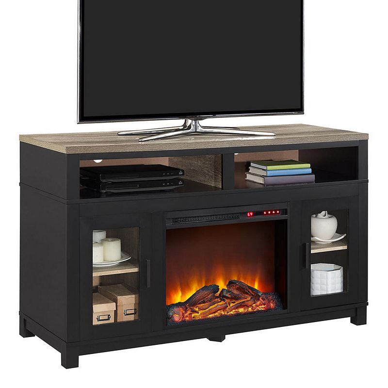 Ameriwood Carver Electric Fireplace TV Stand, Black