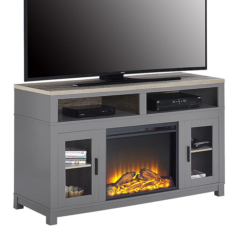 Ameriwood Carver Electric Fireplace TV Stand, Grey