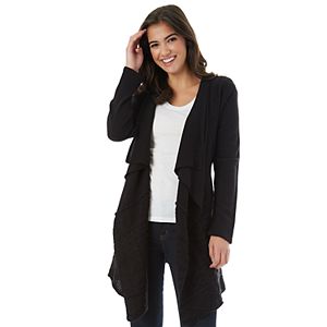 Juniors' IZ Byer Cable-Knit Draped Cardigan