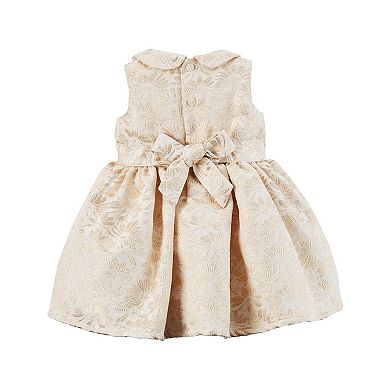 Baby Girl Carter's Gold Print Peter Pan Collar Dress