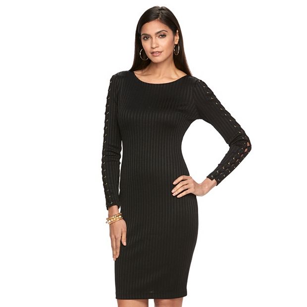 Women s Jennifer Lopez Ribbed Lace Up Sheath Dress