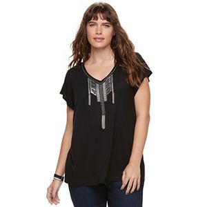 Plus Size Rock & Republic® Embellished Tassel Tee