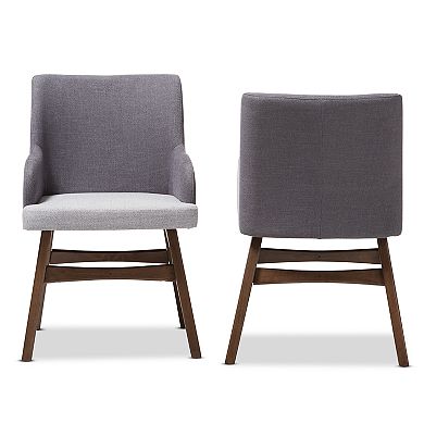 Baxton Studio Monte Mid-Century Arm Dining Chair 2-piece Set 