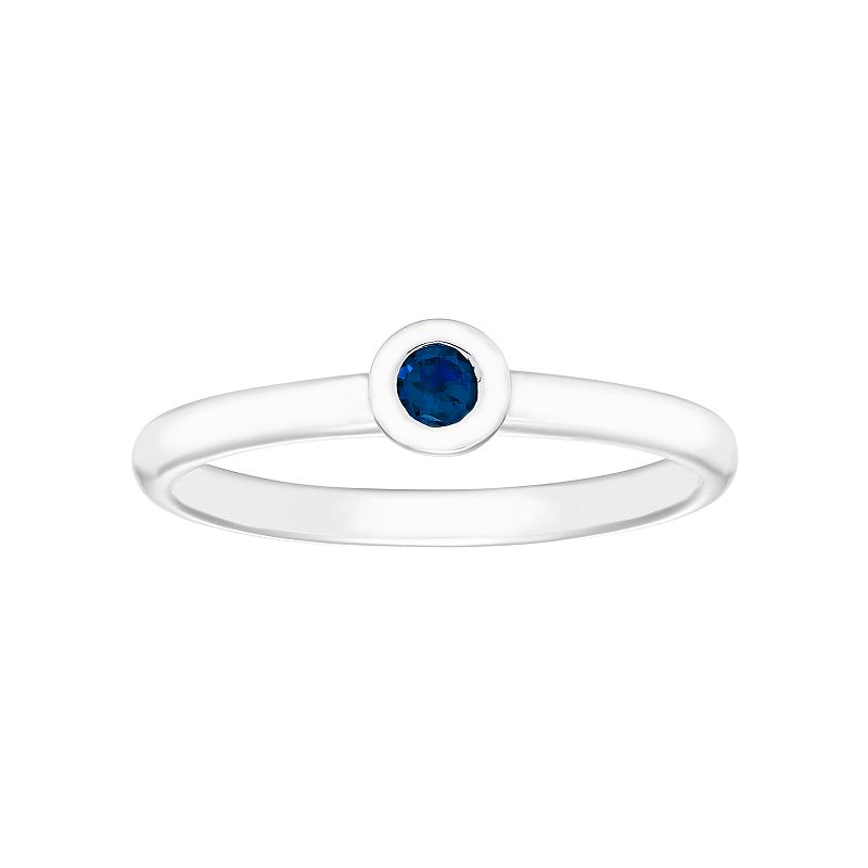 14k White Gold Birthstone Stack Ring, Womens, Size: 5, Blue