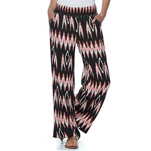 Juniors' About A Girl Smocked Print Palazzo Pants