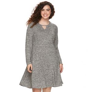 Juniors' Plus Size Cloud Chaser Ribbed Skater Dress