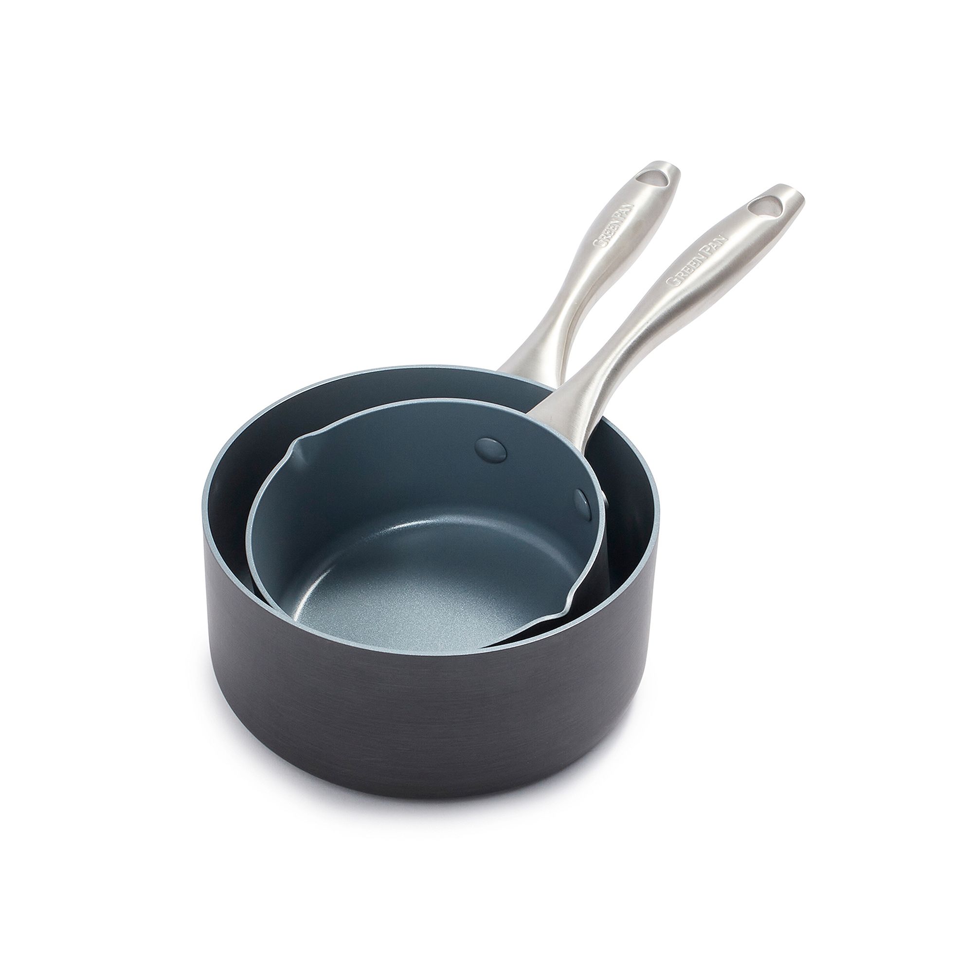 GreenPan Lima 2-pc. Ceramic Nonstick Saucepan Set, Gray