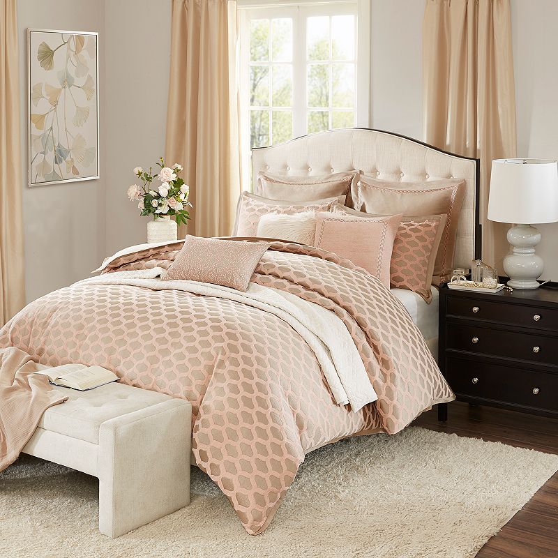 Madison Park Signature Romance Comforter Set with Throw Pillows, Pink, King