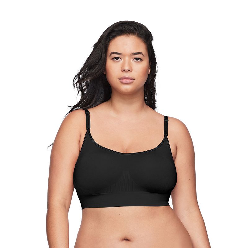 Warners Easy Does It® Dig-Free Comfort Band with Seamless Stretch Wireless Lightly Lined Convertible Comfort Bra RM0911A, Women's, Size: Medium, Rich Black