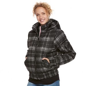 Juniors' Urban Republic Hooded Plaid Bomber Jacket