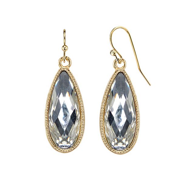 1928 Nickel Free Faceted Stone Teardrop Earrings