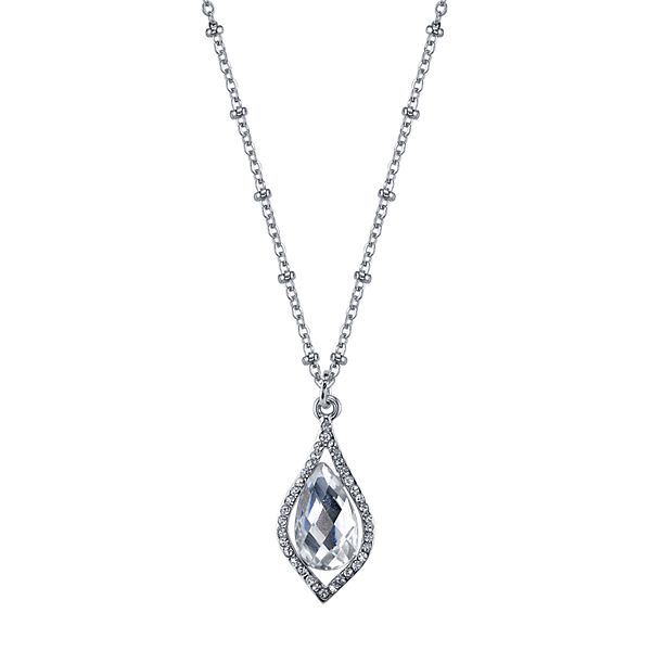 1928 Faceted Teardrop Caged Pendant Necklace