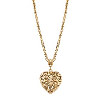 1928 Filigree Heart Pendant Necklace