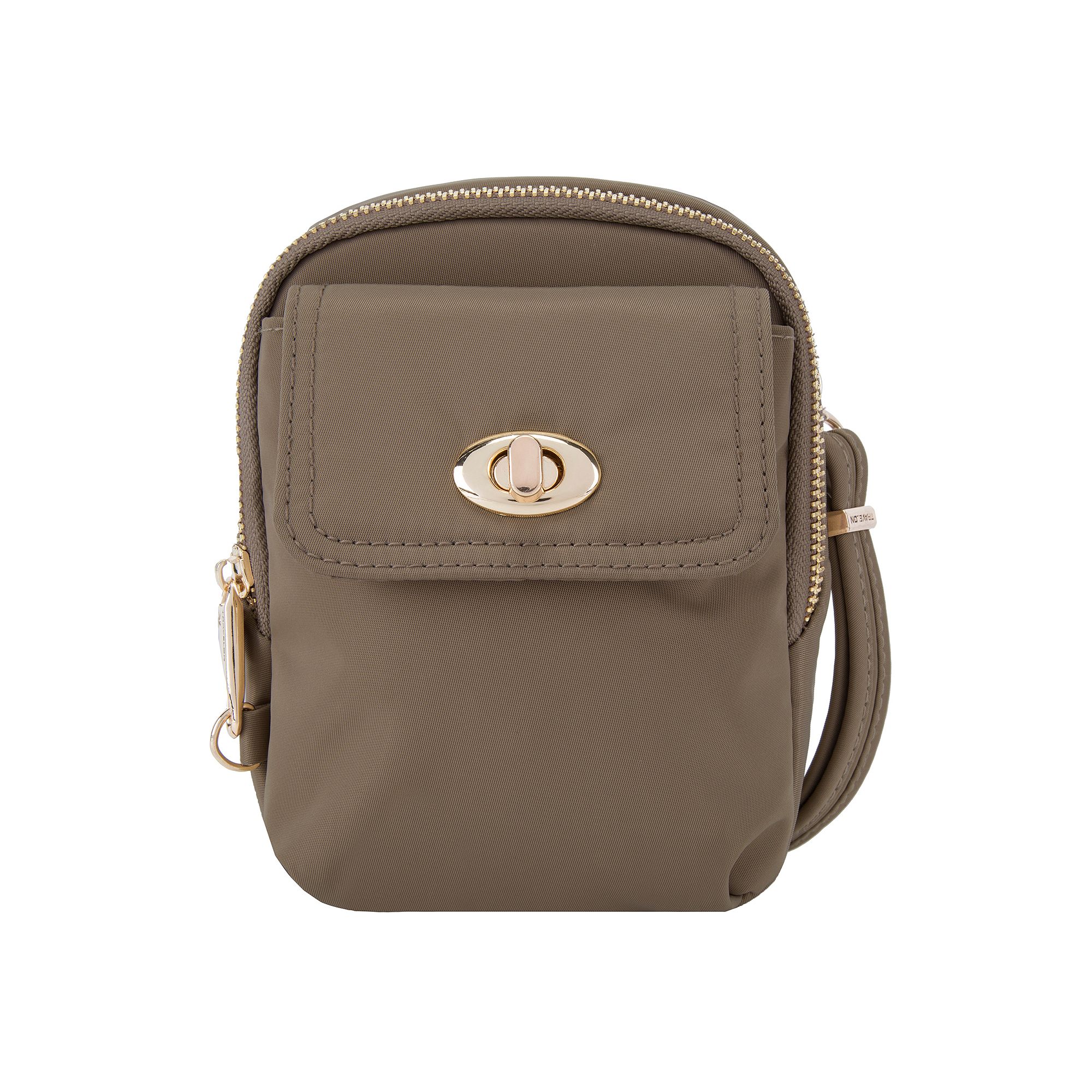 Travelon Anti-Theft Tailored Crossbody Bag Phone Pouch, Sable