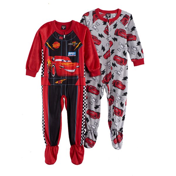 Disney Pixar Cars 3 Lightening Mcqueen Toddler Boy Fleece One Piece Footed Pajama Set