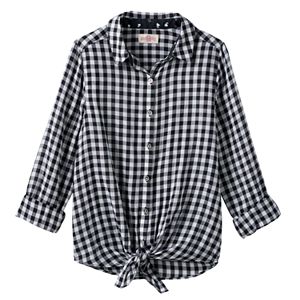 Girls 7-16 SO® Tie-Front Patterned Shirt