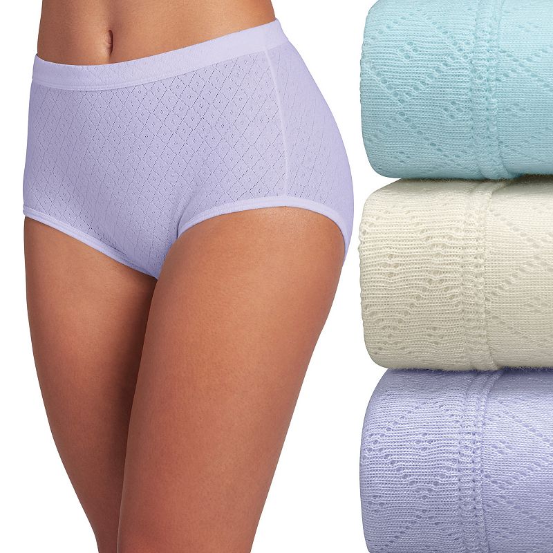 Women's Jockey® Elance Breathe 3-pack Pointelle Briefs Panty Set 1542, Size: 7, Purple Veil Asst