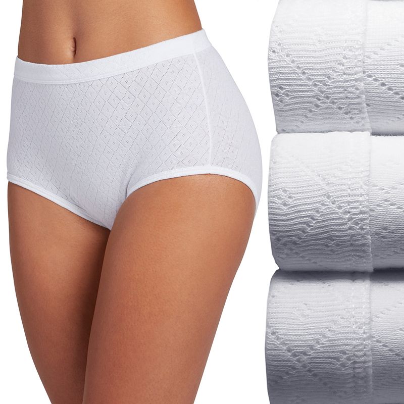 Women's Jockey® Elance Breathe 3-pack Pointelle Briefs Panty Set 1542, Size: 6, White Asst