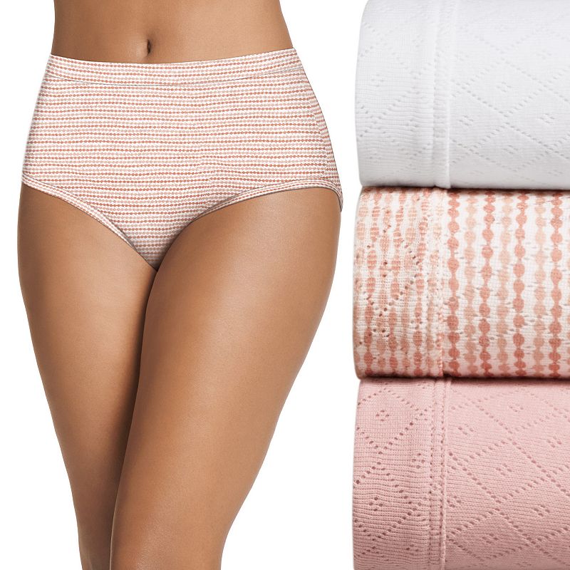 Women's Jockey® Elance Breathe 3-pack Pointelle Briefs Panty Set 1542, Size: 9, White Team