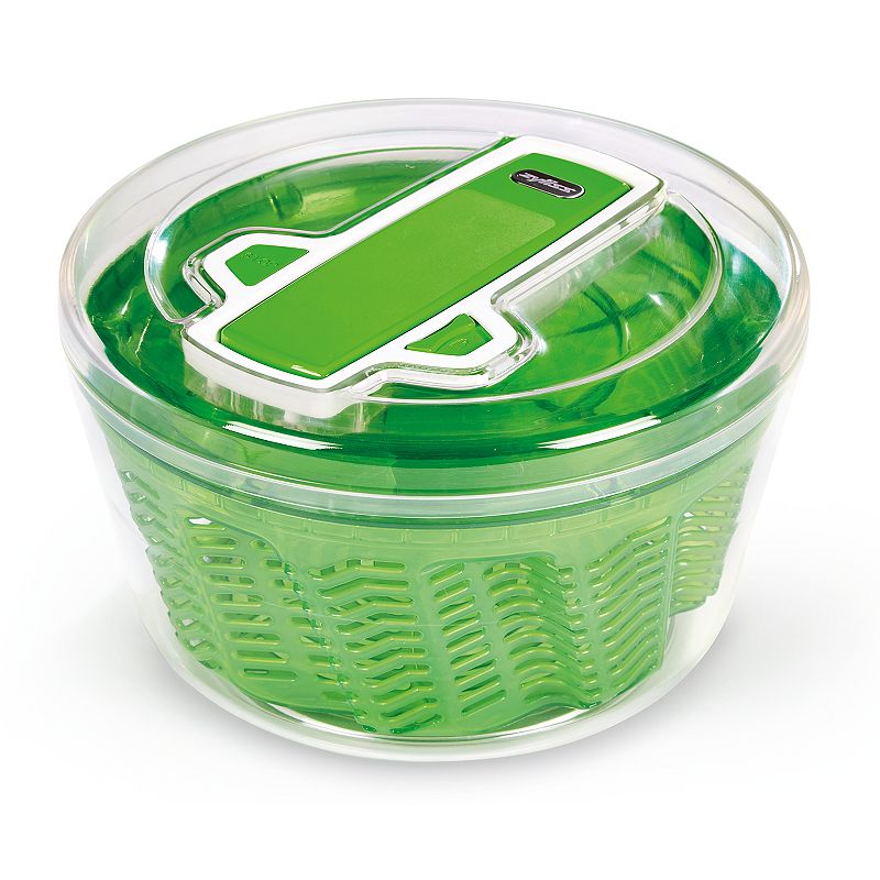 Zyliss Swift Dry Salad Spinner Large with Easy Pull Handle & Green Serving Bowl  Large