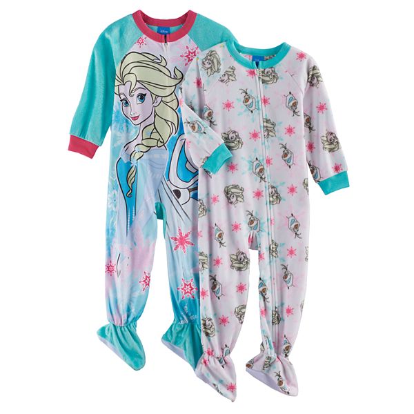 Disney Girls Toddler Frozen Elsa 2-Pack Fleece Footed Blanket Sleeper 